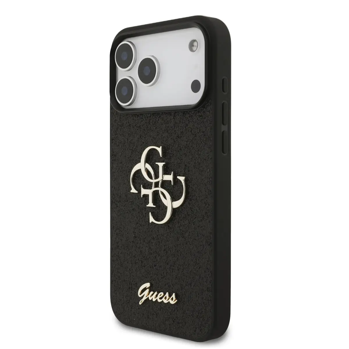 Guess PU Fixed Glitter 4G Metal Logo Case for iPhone 17 Pro Max Black