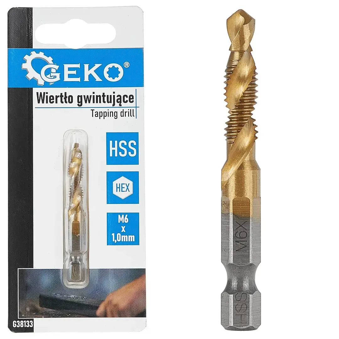 HSS M6 x 1.0mm vītņurbis ar HEX stiprinājumu