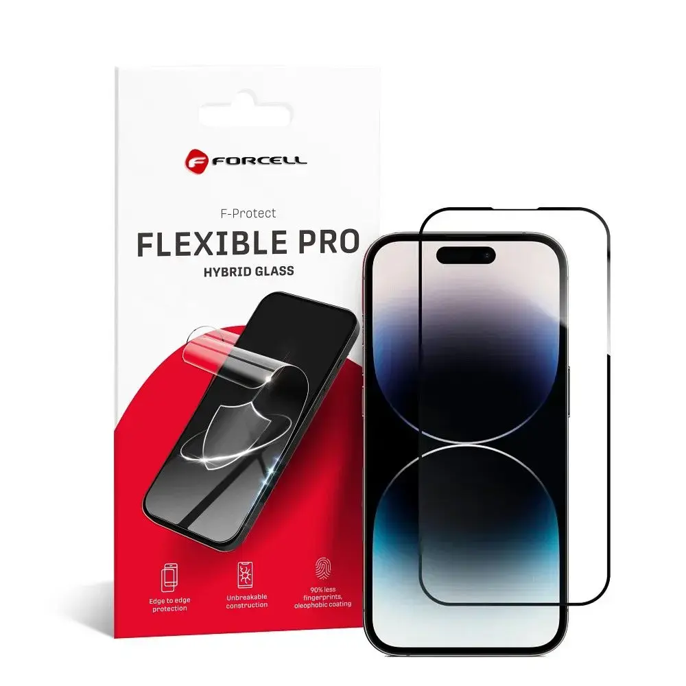 Forcell Flexible 5D hibrīda stikls telefona ekrānam iPhone 14 Pro