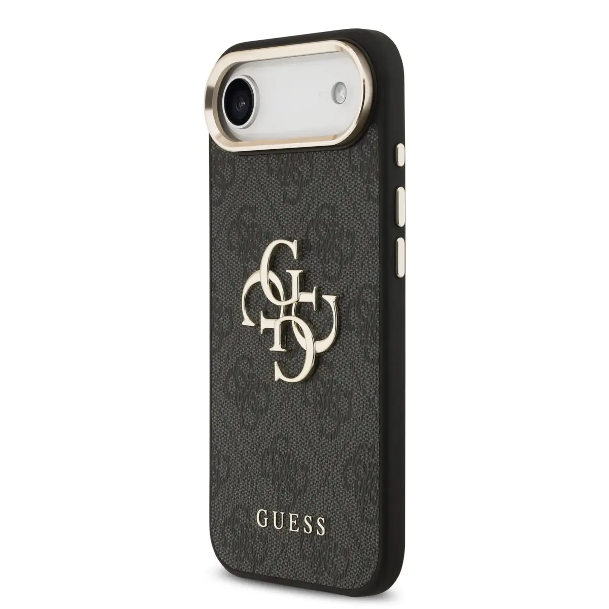 Guess PU Leather 4G Metal Logo Gold Frame Case for iPhone Air Black