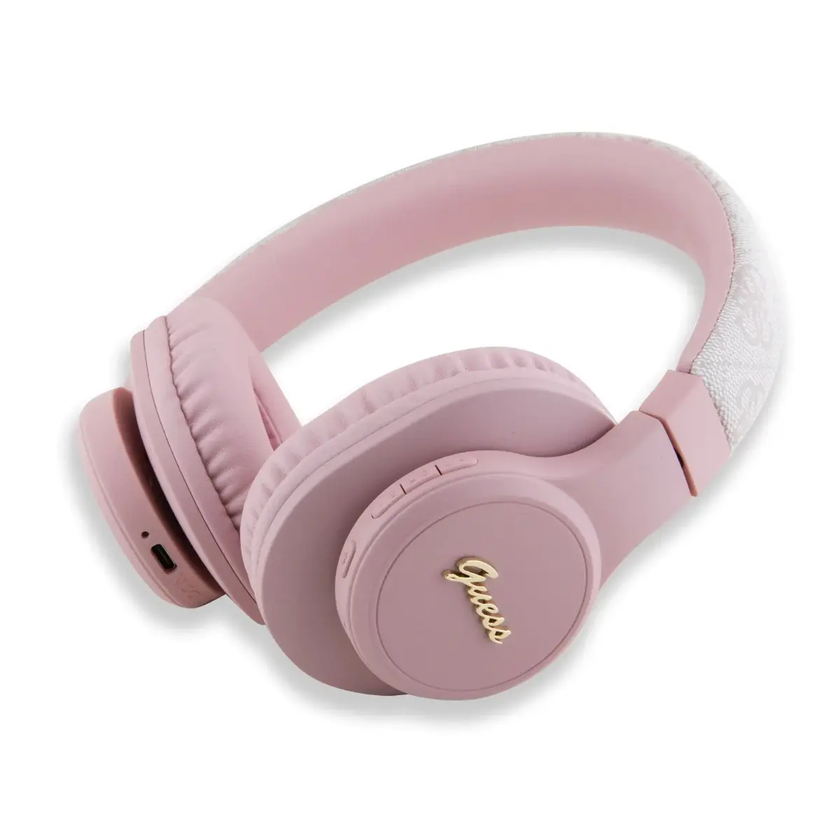 Guess PU Leather 4G Tone on Tone Script Logo BT5.3 Stereo Headphone Pink
