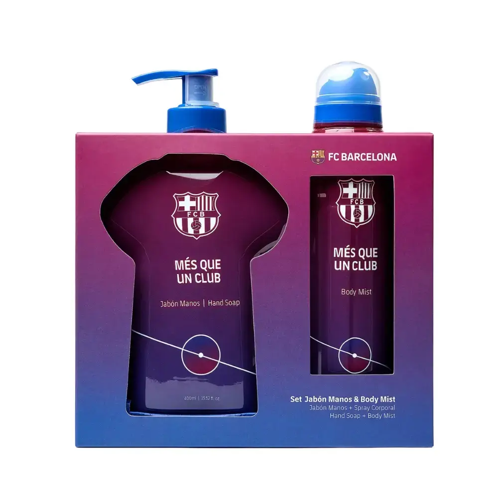 Set FC Barcelona: FC Barcelona, Liquid Soap, For Hands, 400 ml + FC Barcelona, Scented Spray, For Men, 180 ml