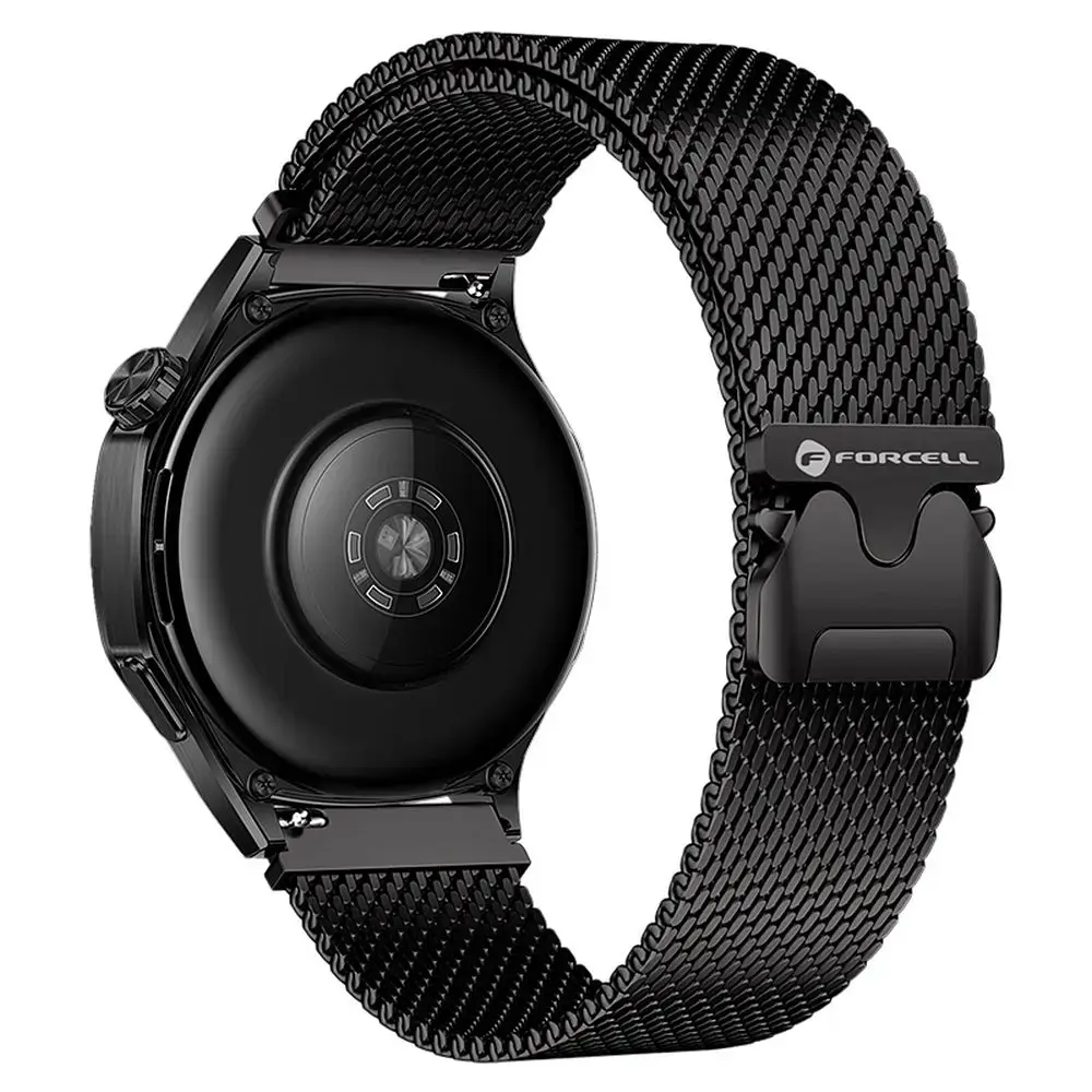Forcell F-Design FS10 viedpulksteņa siksniņa priekš Samsung Galaxy Watch (20 mm) | nerūsējošs tērauds | melna