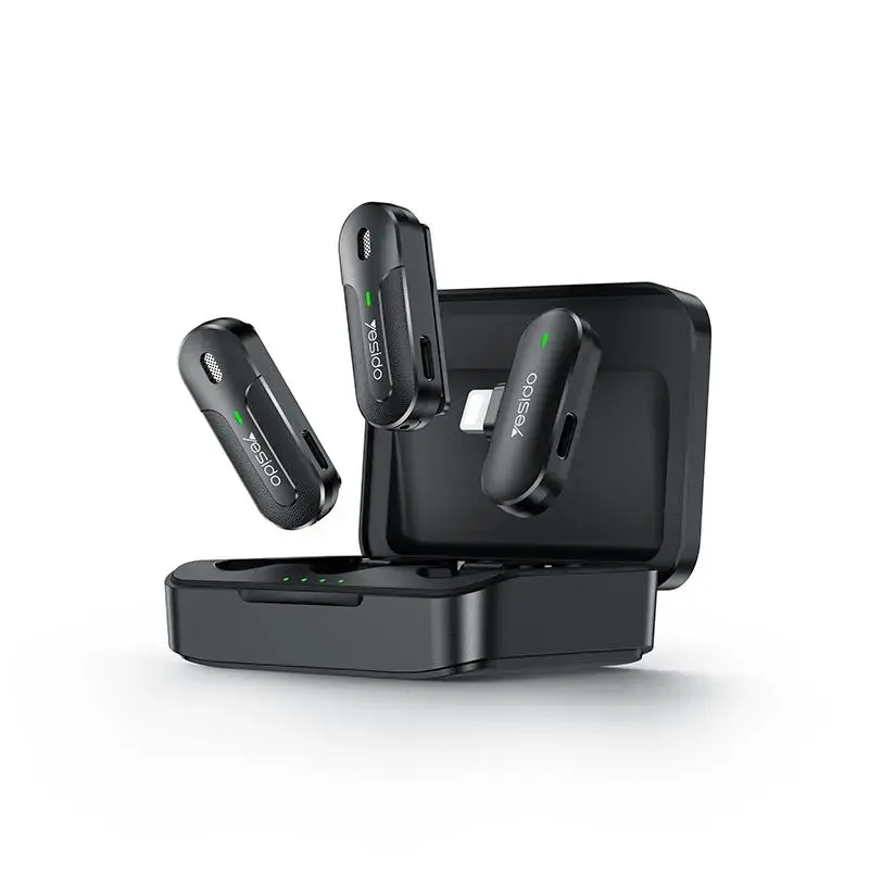 YESIDO KR16 MICROPHONE MEMS 2PCS LIGHTNING, WIRELESS 2.4GHZ BLACK