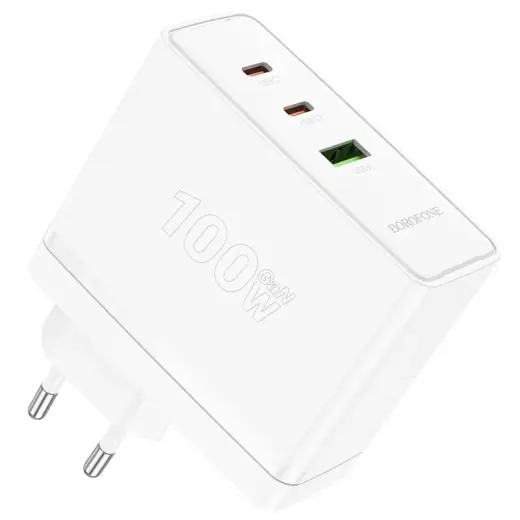 Borofone BN11 tīkla lādētājs | 100W | QC3.0, PD | USB-A, USB-C | balts