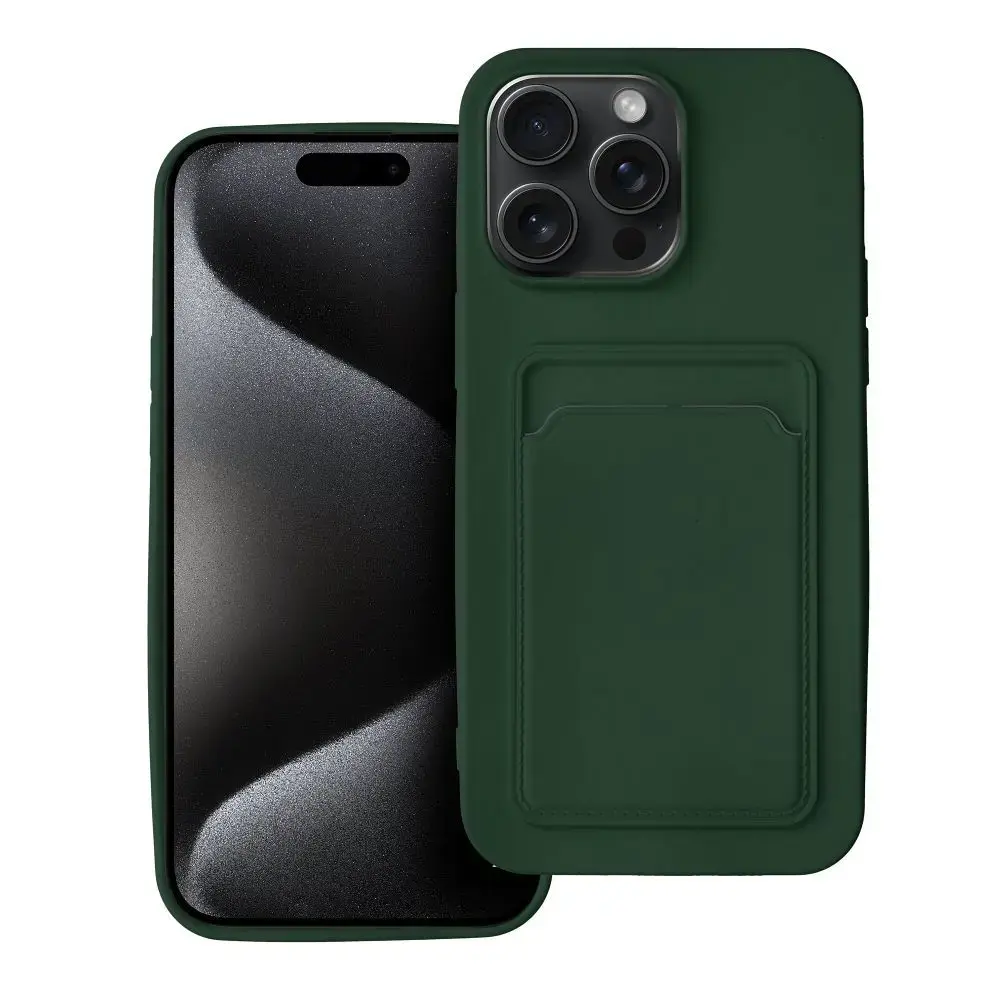 Card grāmatveida maciņš telefonam iPhone 15 Pro Max zaļš