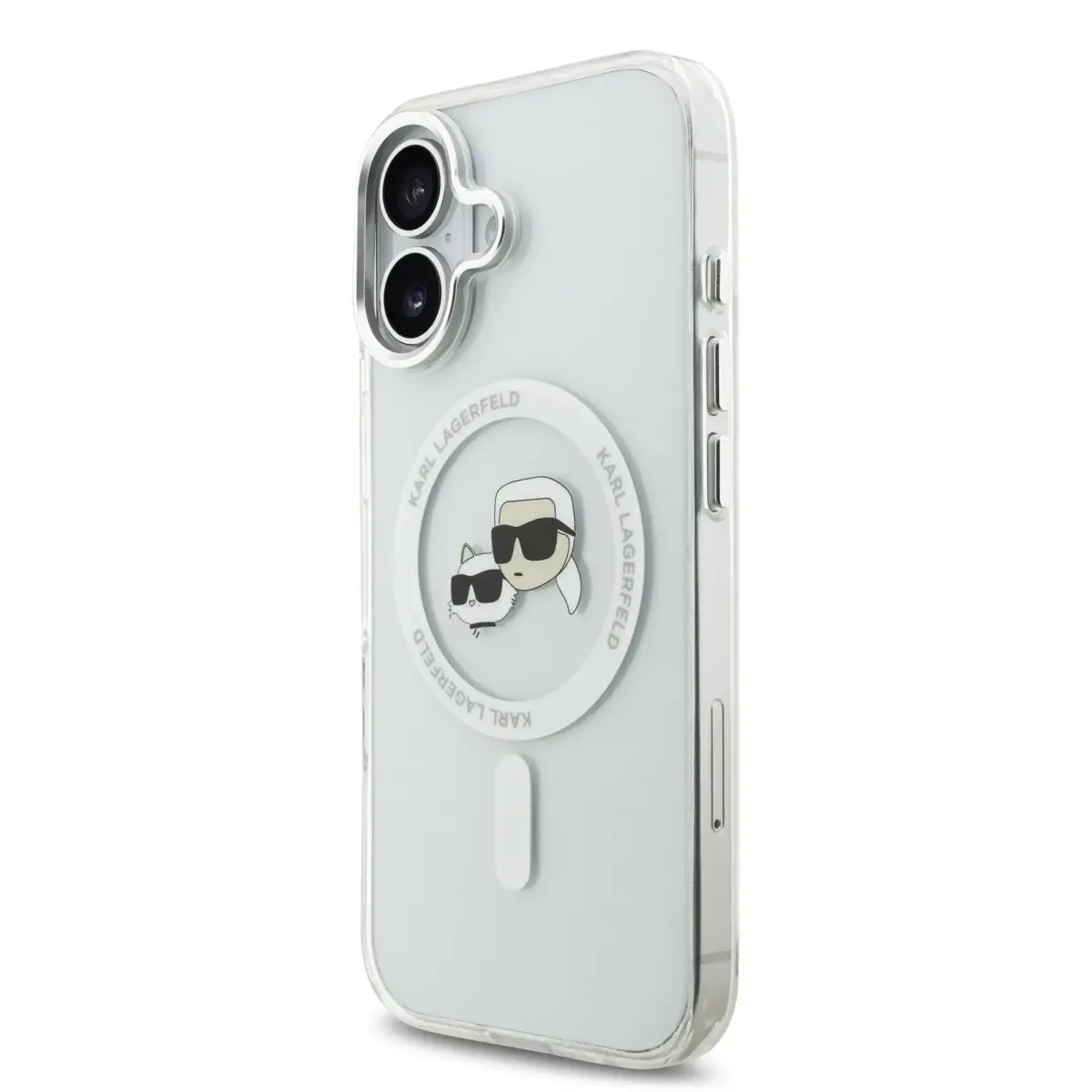 Karl Lagerfeld IML K&CH Heads Metal Frame MagSafe Case for iPhone 17 Transparent