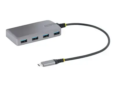 StarTech.com 4-Port USB-C Hub, USB 3.0 5Gbps, Bus Powered, USB Type-C to 4x USB-A Hub with Optional Auxiliary Power Input, Portable Desktop|Laptop USB Hub with 1ft (30cm) Attached Cable - USB Expansion Hub (5G4AB-USB-C-HUB) - hub - 4 ports