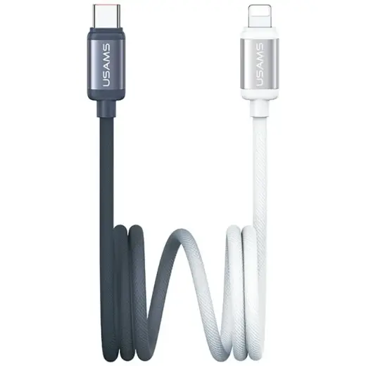 USAMS SJ757 провод для передачи данных и зарядки | USB-C на Lightning | 30W | 1.2м | черный и белый