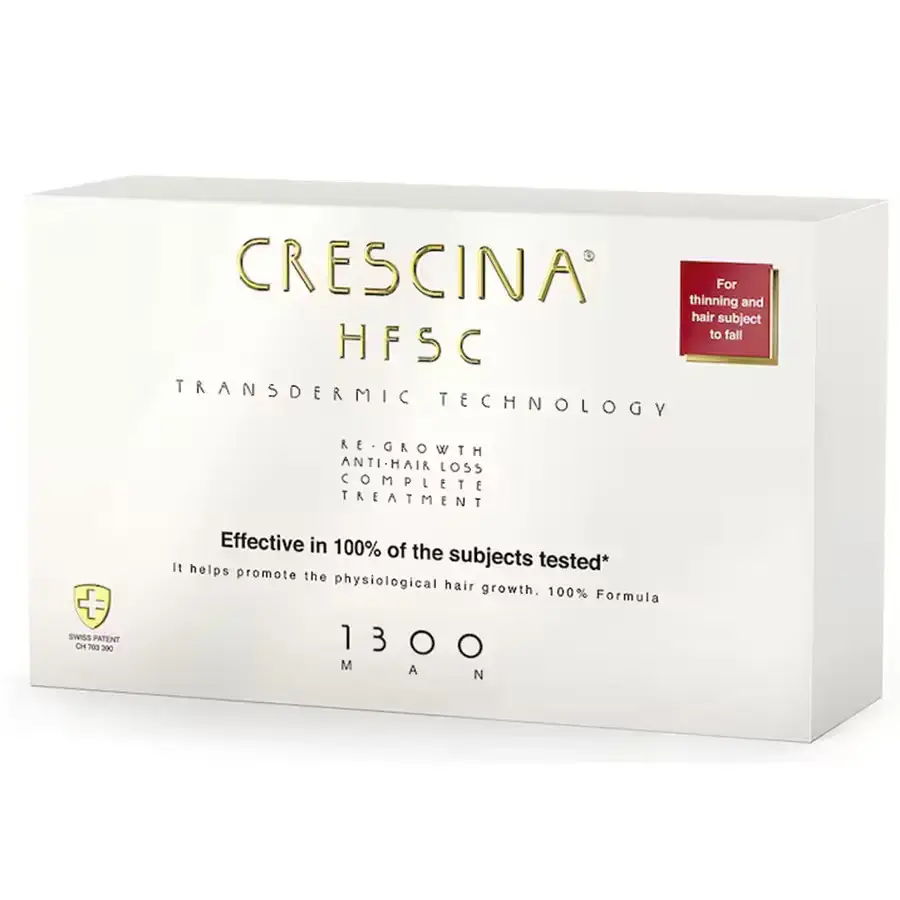 Labo, Crescina, Transdermic HFSC 1300, For Growth Stimulation, Ampoules Treatment Serum, For Scalp, For Men, 10 +10 pcs, 3.5 ml