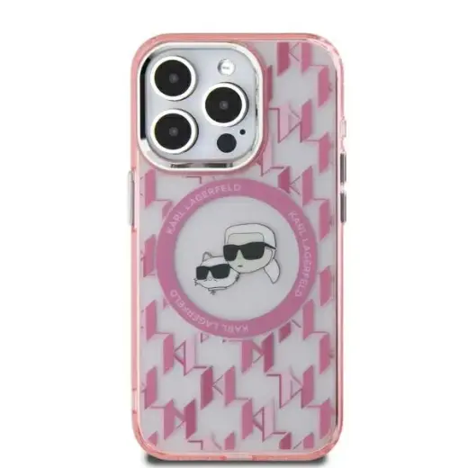 Karl Lagerfeld case for iPhone 16 Pro 6,3" KLHMP16LHMCKMHP pink Hard IML Monogram Karl&Choupette Head MagSafe