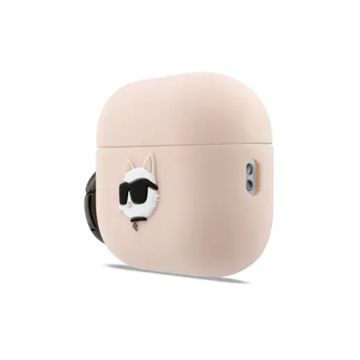 Karl Lagerfeld 3D Logo NFT Choupette Head Silicone Case for AirPods Pro 3 Pink