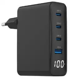 Gembird Universal USB charger 4-port LCD 100W GaN tīkla lādētājs
