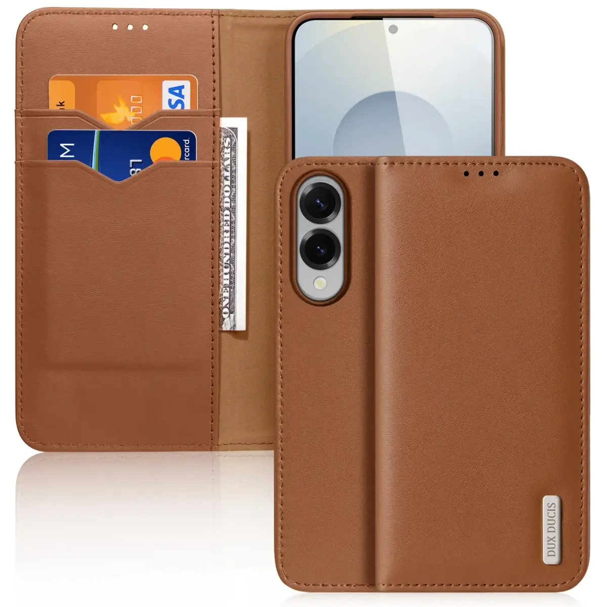 Dux Ducis Grāmatu maciņš priekš Samsung Galaxy S25 Edge brūns