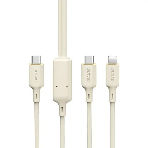 Dudao L7SF 3-in-1 data transfer and charging cable | USB-C to USB-C, Lightning | 100W | 1.2m | beige