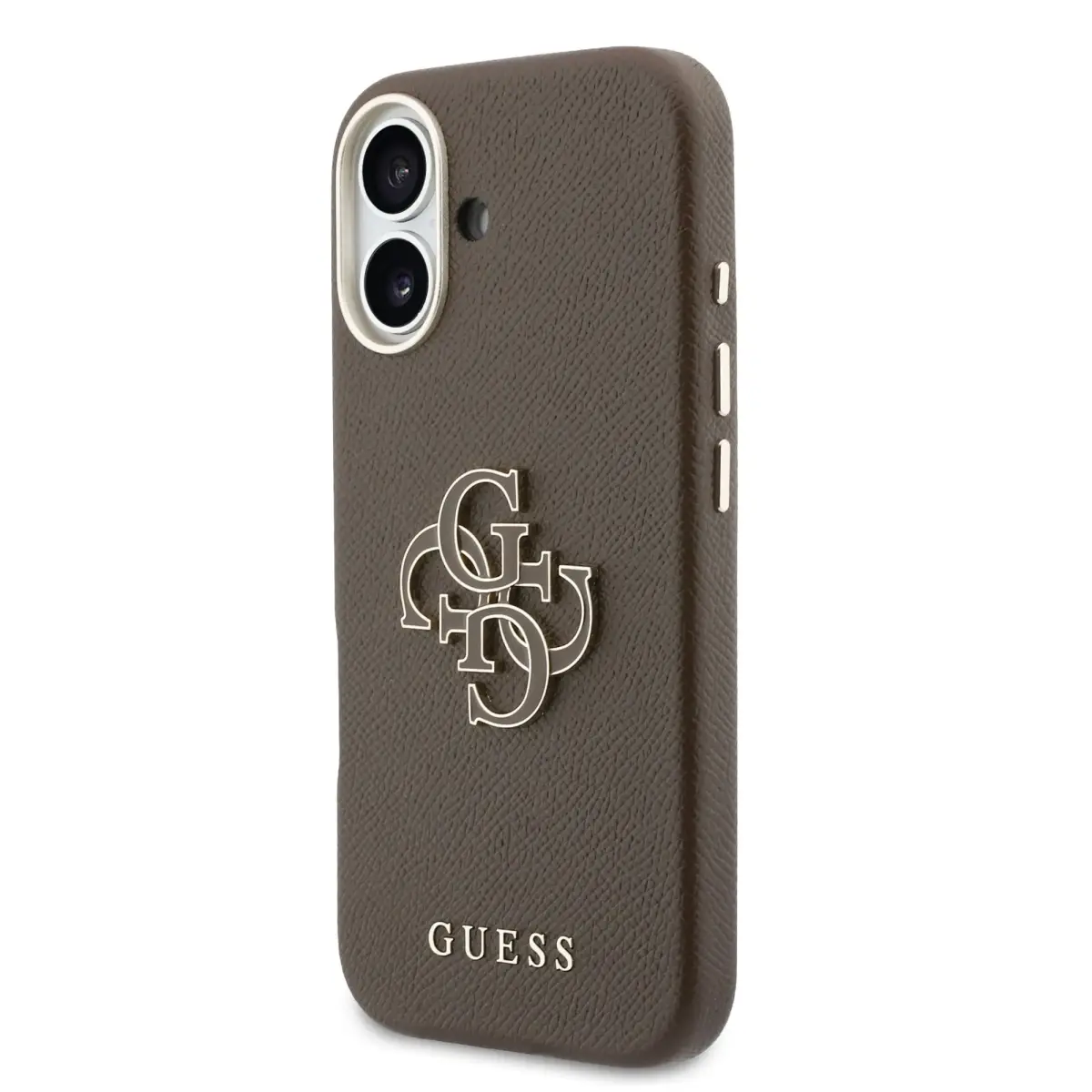 Guess PU Resin Logo maciņš telefonam iPhone 17 brūns
