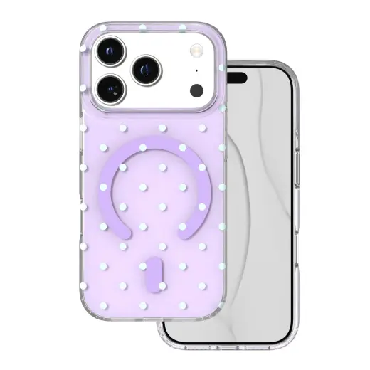 Bubble Dots Mag phone case with MagSafe support for iPhone 17 Pro | iPhone 18 Pro purple