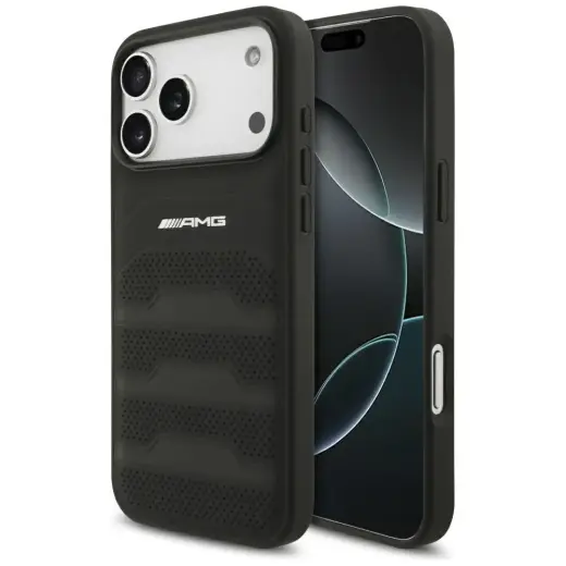 AMG Leather Debossed Lines telefono dėklas skirtas iPhone 17 Pro Max juodas