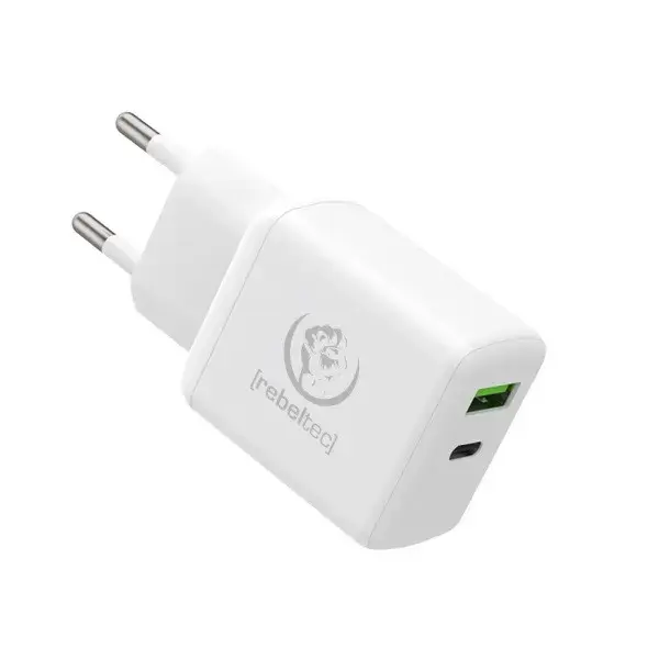 Mains charger two ports USB-C + USB-A H200 TURBO QC3.0 + PD20W