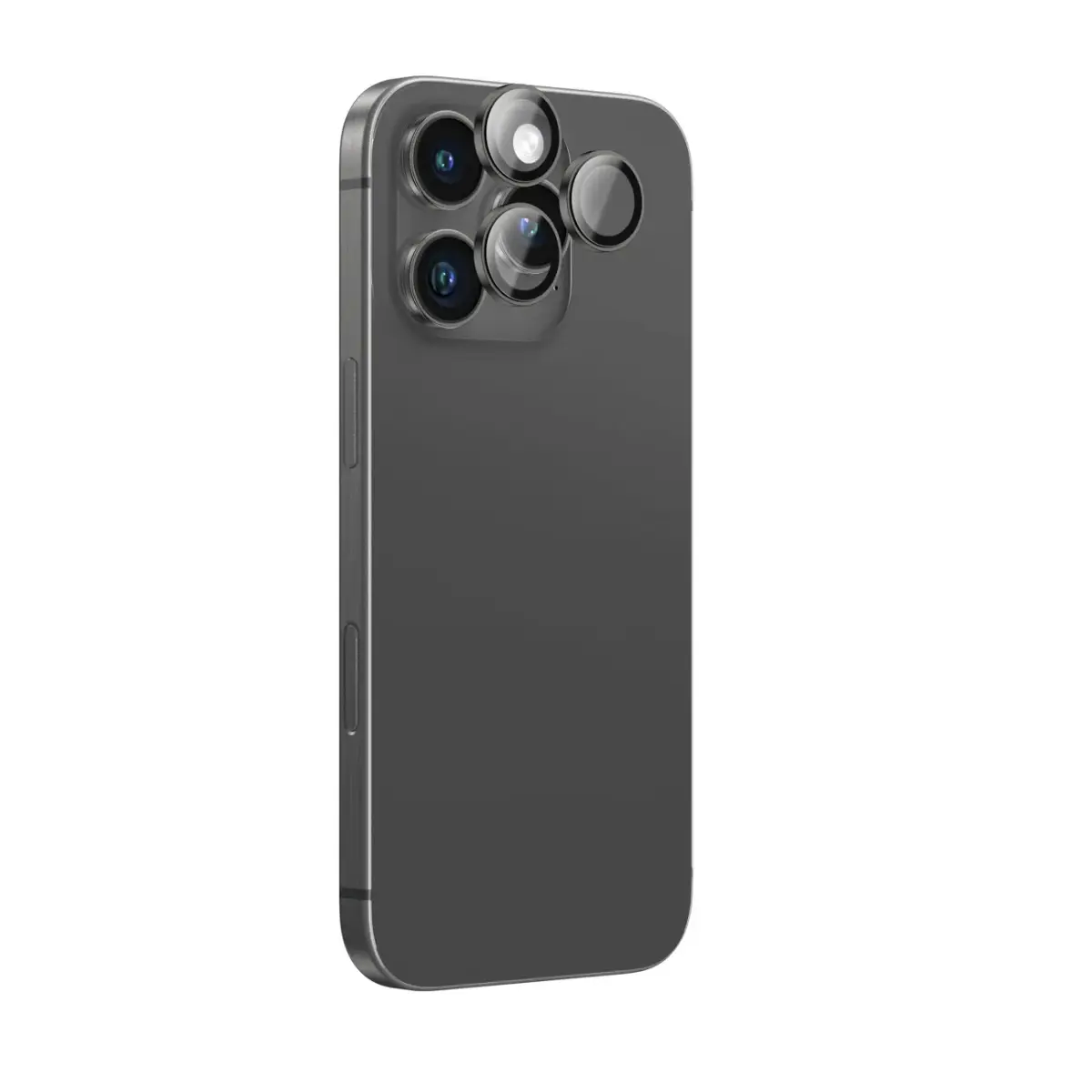 AmazingThing AR Aluminum 3 Lens Glass with Camera Lens Frame telefona maciņš iPhone 16 Pro, iPhone 16 Pro Max melnā krāsā