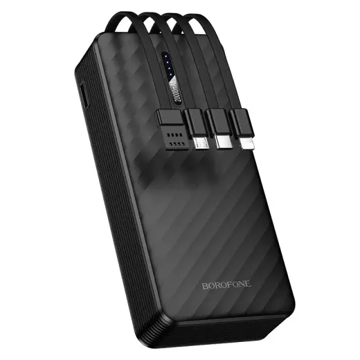 Borofone BJ84A Smooth väline akupank (powerbank) | 20 000 mAh | USB-A, USB-C, Lightning, Micro USB | black