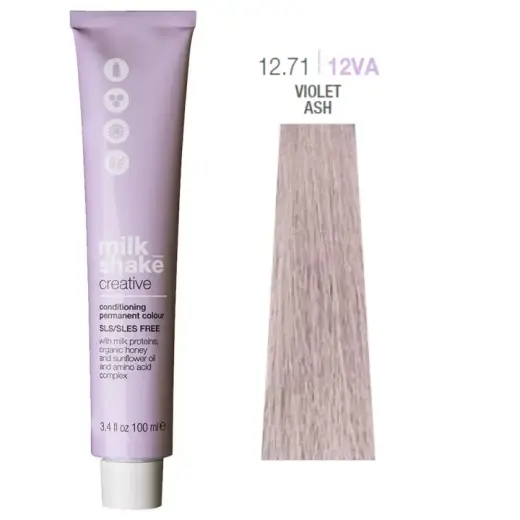 Milk Shake, Creative, SLS/SLES-Free, Permanent Hair Dye, 12.7112VA Violet Ash, 100 ml
