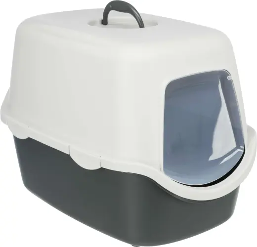 Slēgta kaķu tualete : Trixie Vico cat litter tray, with hood, 40 × 40 × 56 cm, dark grey|light grey