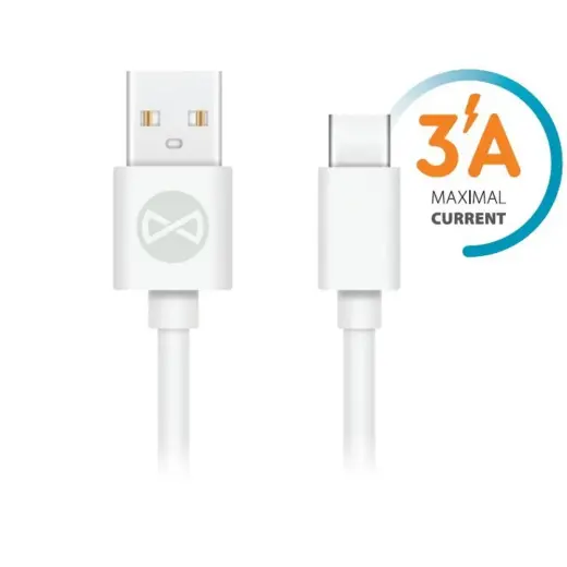 Forever duomenų perdavimo ir įkrovimo laidas | USB-A į USB-C | 15W | 1m | baltas