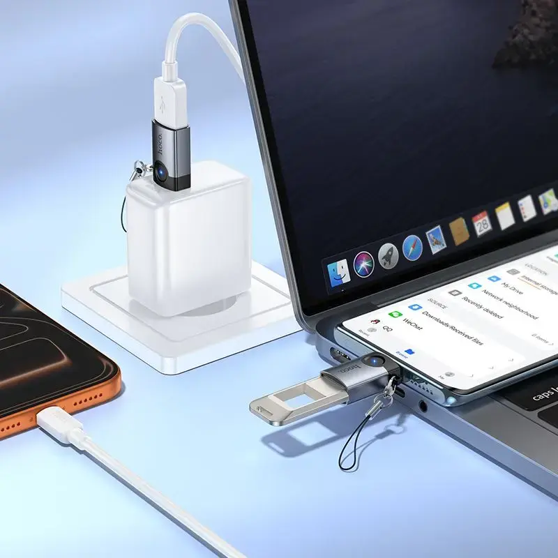 Adapter OTG USB C to USB A Hoco 3A UA46C gray