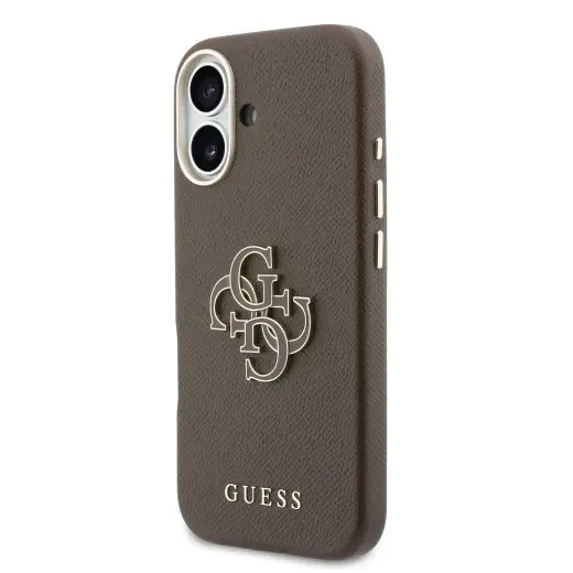 Guess PU Resin Logo telefono dėklas iPhone 17 rudas