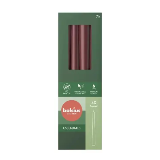 Galda sveces 4gab.kastē 245/24mm metāliski sarkanas