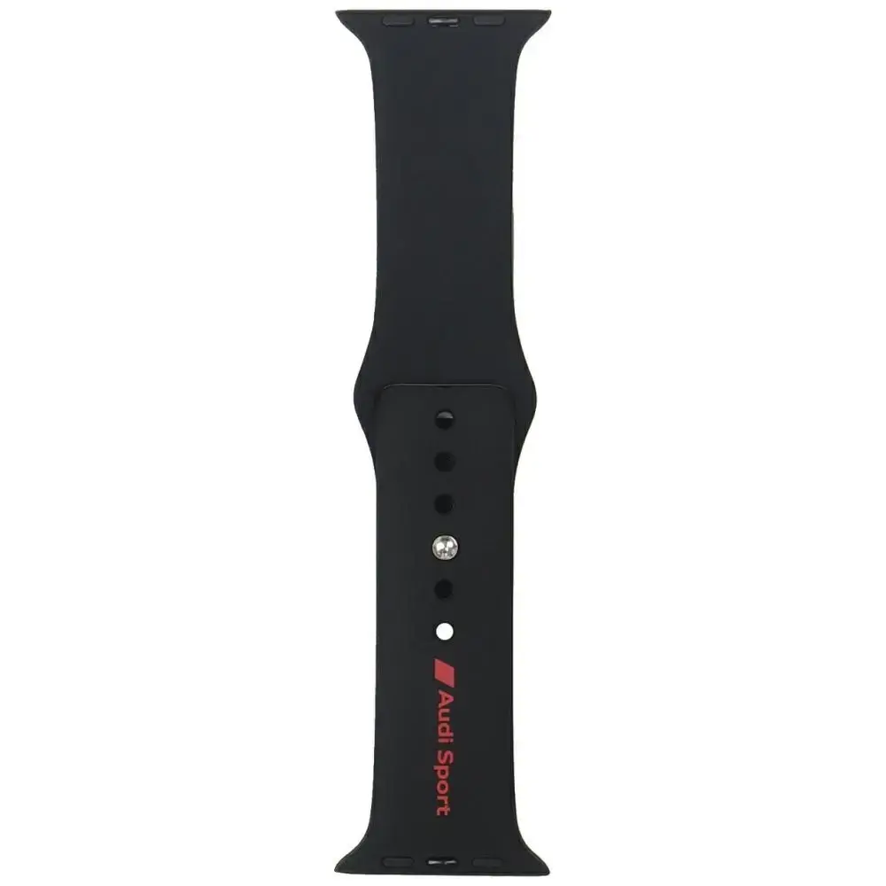 Audi Sport Red Logo Silicone Watch Strap for Apple Watch 44 | 45 | 46 | 49 mm - black