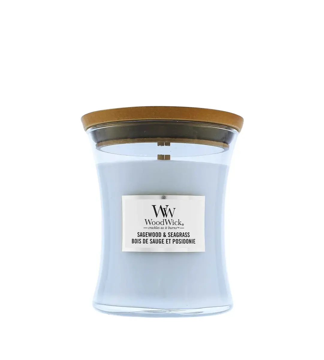 WoodWick Sagewood & Seagrass scented candle with wooden wick 275 g