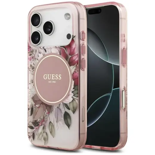 Case Guess IML Flower & Tonal Circle     MagSafe for iPhone 18 Pro Max / 17 Pro Max pink