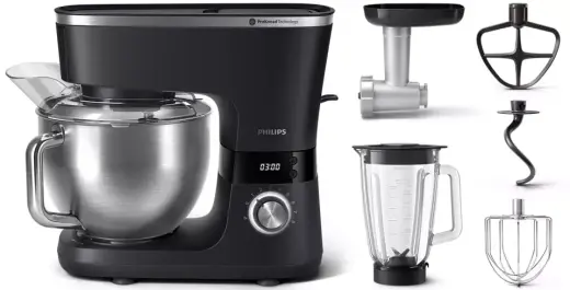PHILIPS Virtuves kombains ar piederumiem, 1000W, melns