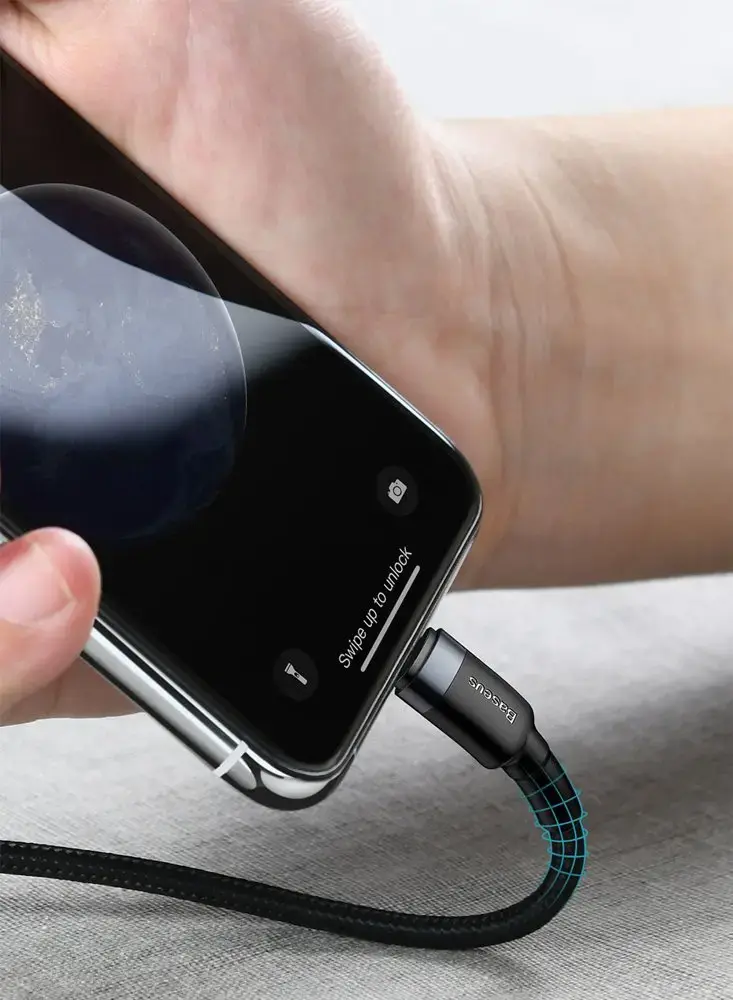Baseus Cafule datu pārraides un uzlādes vads | USB-C uz Lightning | 18W | 1m | melns