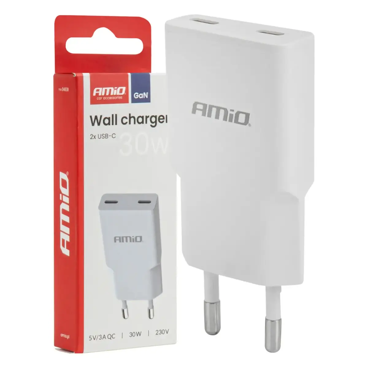 AMiO AMIO-04839 tīkla lādētājs | 30W | PD, GaN | USB-C
