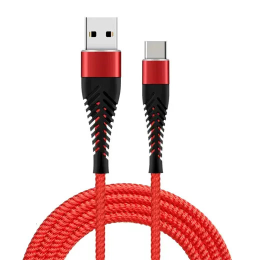 Fusion Accessories Fishbone duomenų perdavimo ir įkrovimo laidas | USB-A į USB-C | QC 3.0 | 15W | 1.5m | raudonas