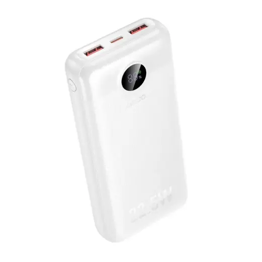 Hoco J172A ārējais akumulators (powerbank) | 20 000 mAh | 22.5W | PD, QC | USB-A, USB-C | LED ekrāns | balts