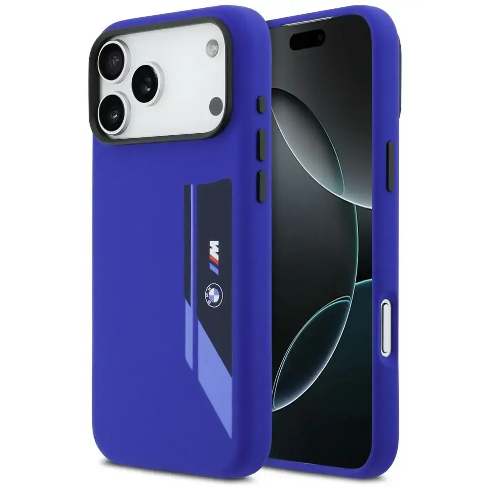 BMW M Silicon Vertical Logo MagSafe Case for iPhone 17 Pro Max Navy Blue