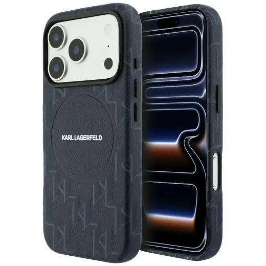 Karl Lagerfeld Monogram Logo чехол с поддержкой MagSafe для телефона iPhone 17 Pro синий