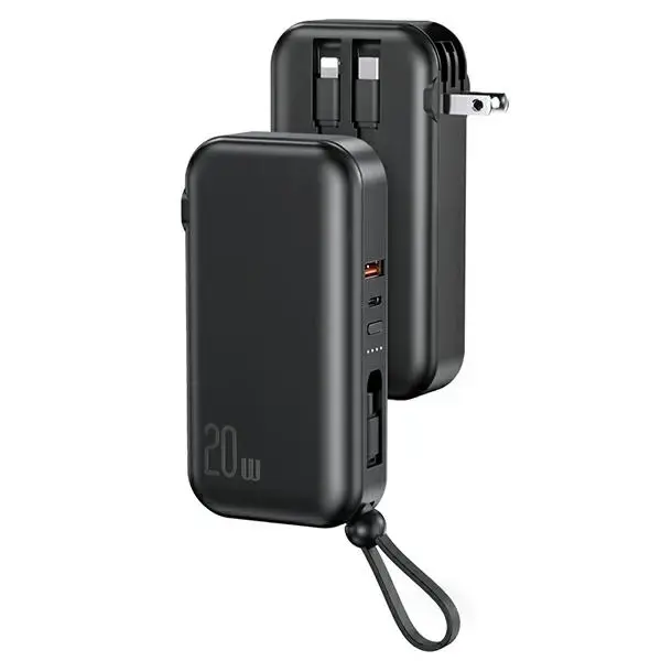 USAMS PB63 3in1 external battery (powerbank) | 10000 mAh | 20W | USB-C, Lightning, Micro USB | black