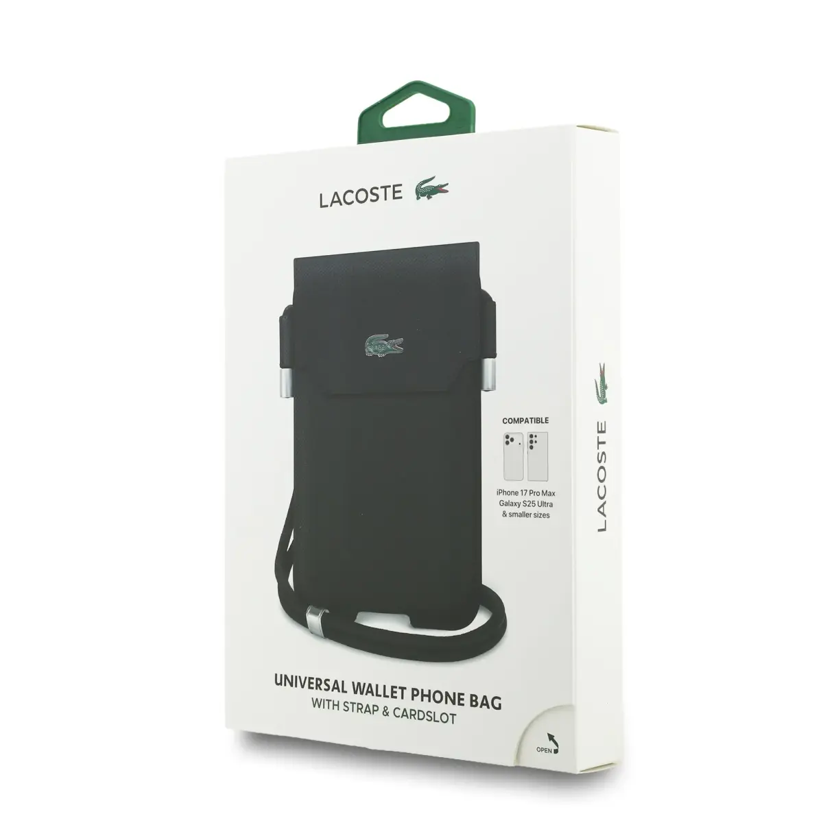 Lacoste PVC Iconic Petit Pique Metal Logo Phone Pouch XL Black