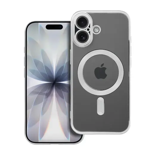 Electro Mag telefono dėklas su MagSafe palaikymu iPhone 17 sidabrinis
