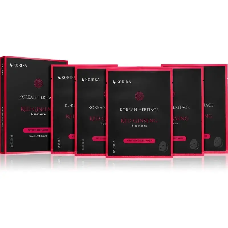 KORIKA Korean Heritage Red Ginseng & Adenosine Anti-aging Sheet Mask Face Mask Set at a Reduced Price with Anti-ageing and Firming Effect