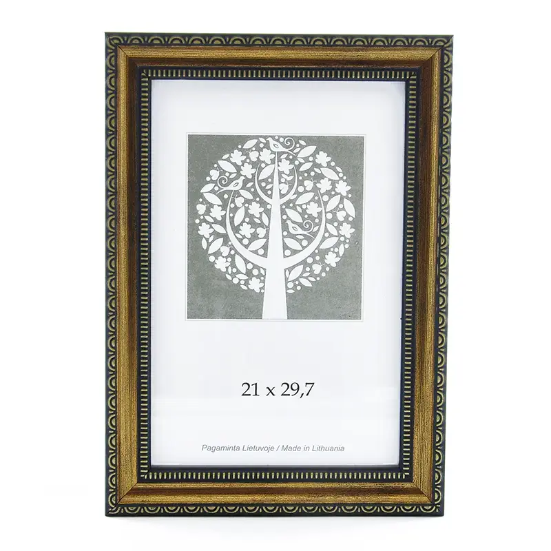 Foto rāmis, plastmasas, A4, 21x29,7 cm, brūnā krāsā ar ornamentu