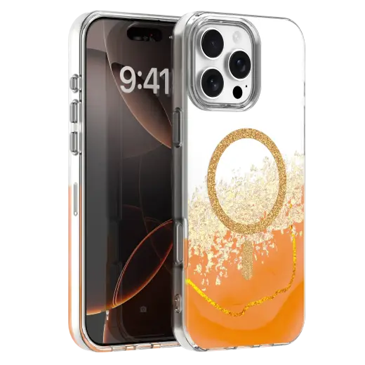 Epoxy Mag maciņš ar MagSafe atbalstu telefonam iPhone 16 Pro oranžs