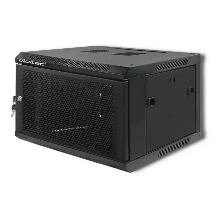 Qoltec RACK 19" Cabinet | 6U | 600 x 370 x 600 | Perforated doors | Hanging | Steel case | Lock | Black