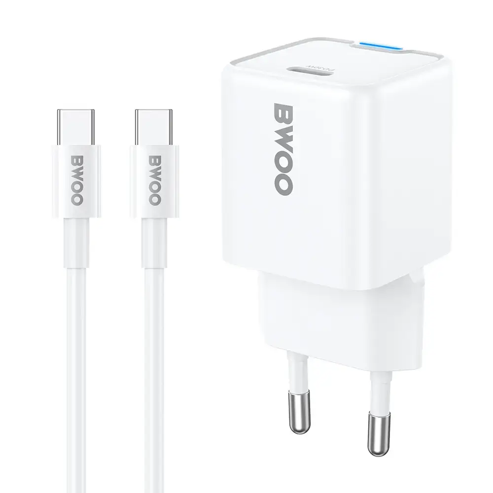 BWOO GaN travel charger | 30W | PD, GaN, PPS | USB-C | with USB-C to USB-C cable included