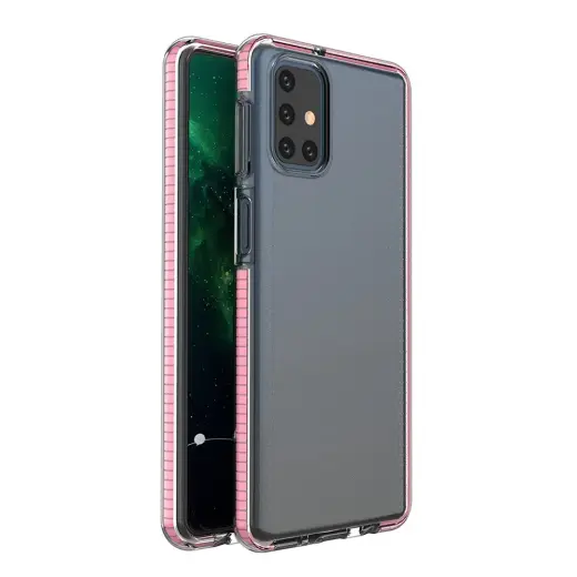 Spring Case clear TPU gel protective cover with colorful frame for Samsung Galaxy M31s light pink